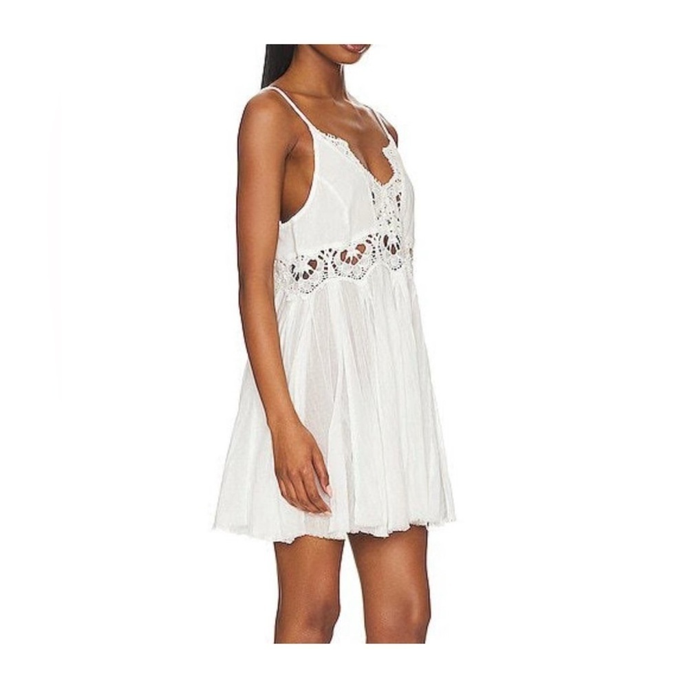Adella Slip Dress by Free People lace bodice with semi-sheer panels V neck Med - Picture 5 of 11